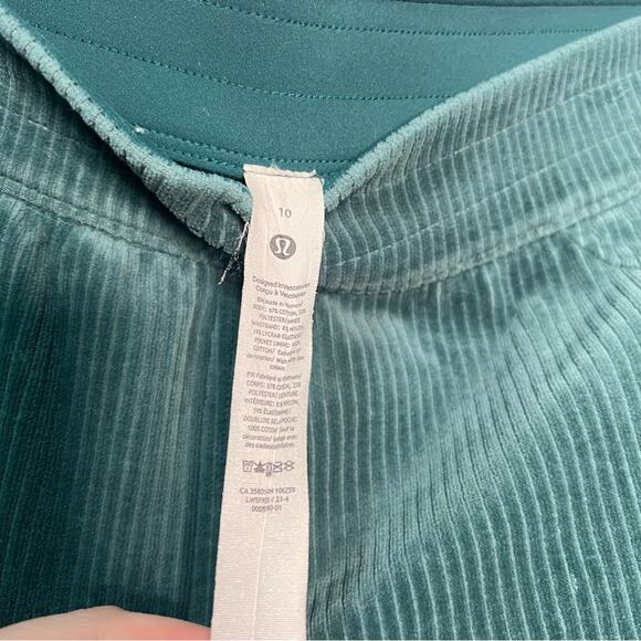 Lululemon Size 10 Scuba Mid Rise Wide Leg Pant Velvet Cord Storm Teal - Picture 6 of 9